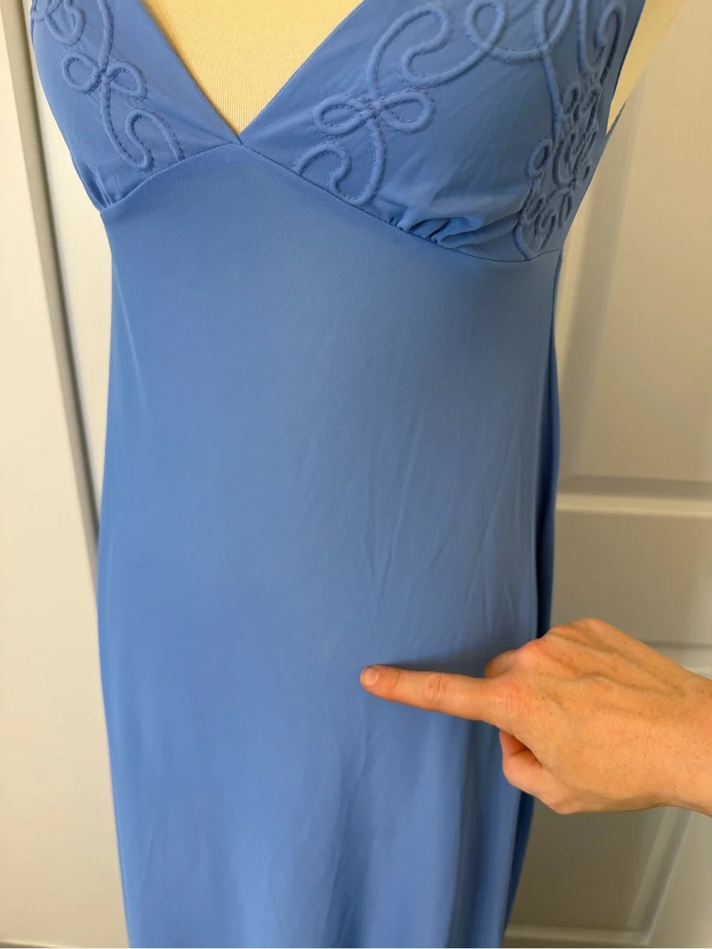 Vintage 70s Mr. Jac Jr Martin Marks Cornflower Blue Maxi Nightgown Loungewear - Picture 6 of 10